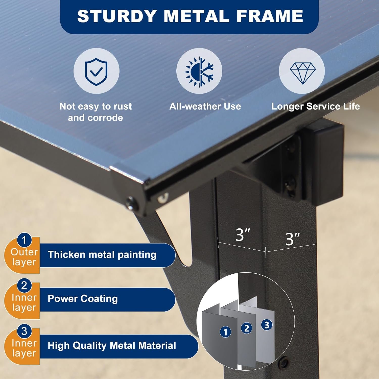 10 x 14 ft. Wall-Mounted Lean-To Gazebo with Polycarbonate Roof, Grey thumbnail 4
