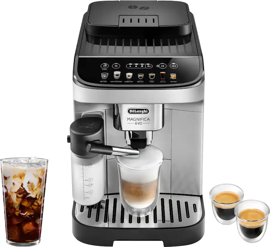 De'Longhi Magnifica Evo Espresso Machine with Automatic Milk Frother for Hot and Iced Lattes, Coffee and More - Silver