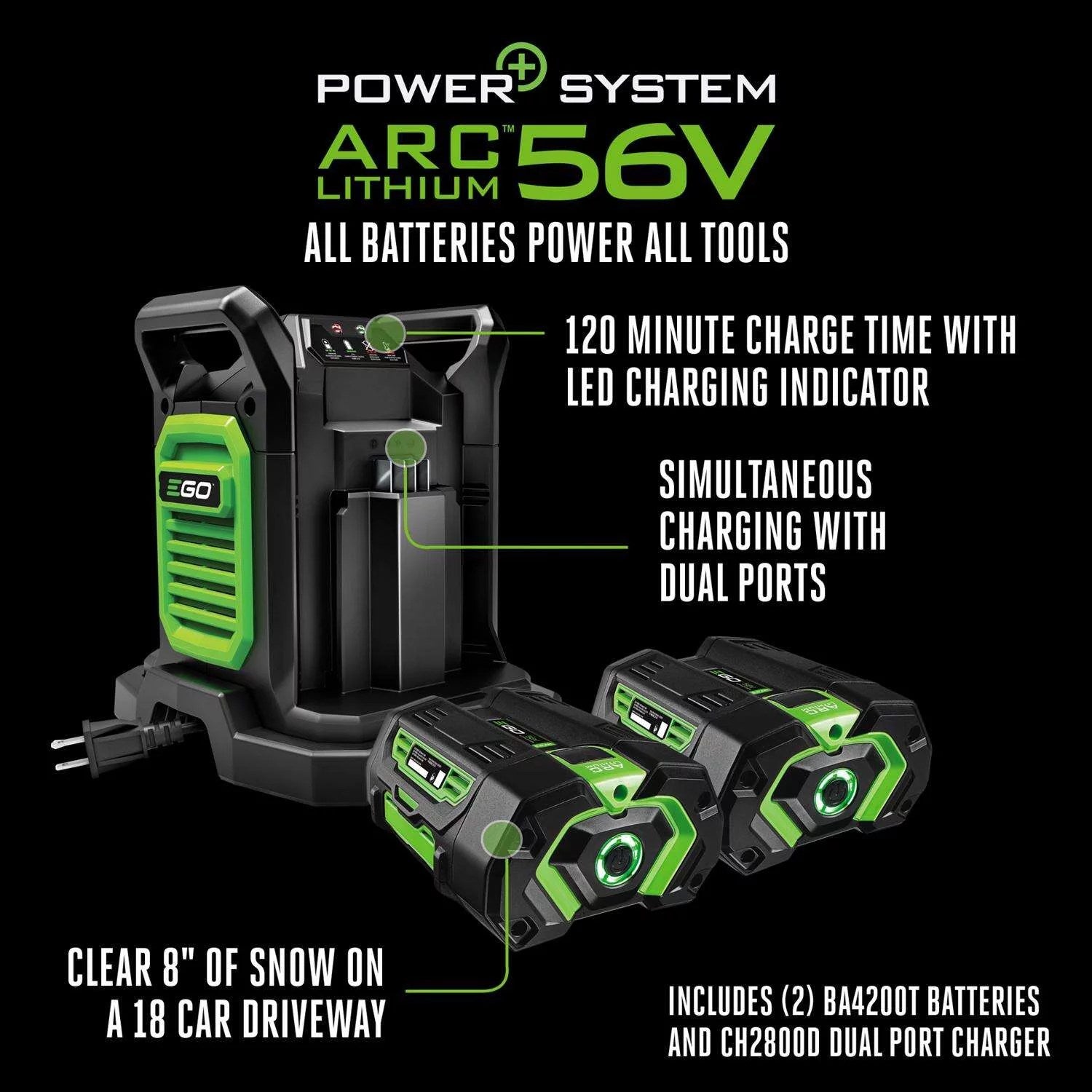 EGO Power+ SNT2405 24-Inch Two-Stage 56V Battery Snow Blower Kit with Two 7.5Ah Batteries and Charger thumbnail 4