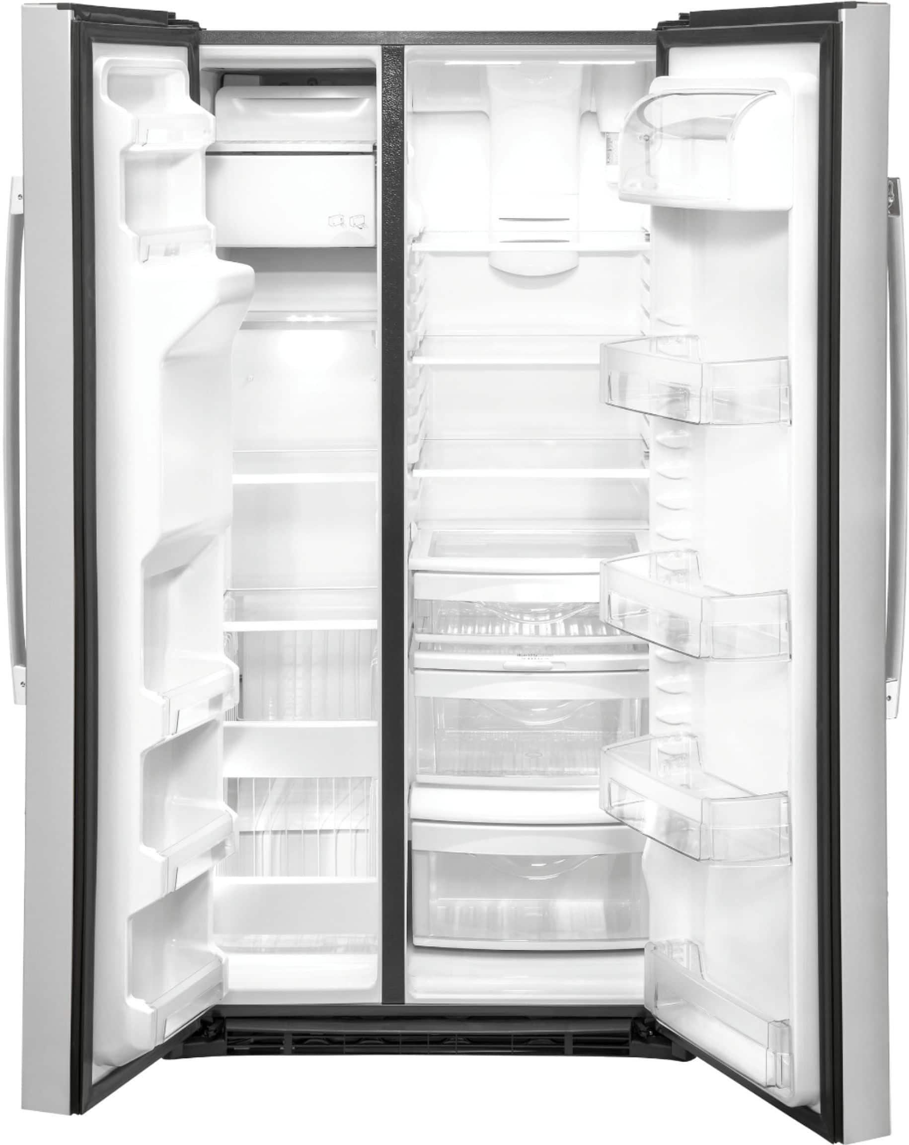 GE 25.3 Cu. Ft. Side-by-Side Refrigerator with External Ice & Water, Stainless Steel thumbnail 5