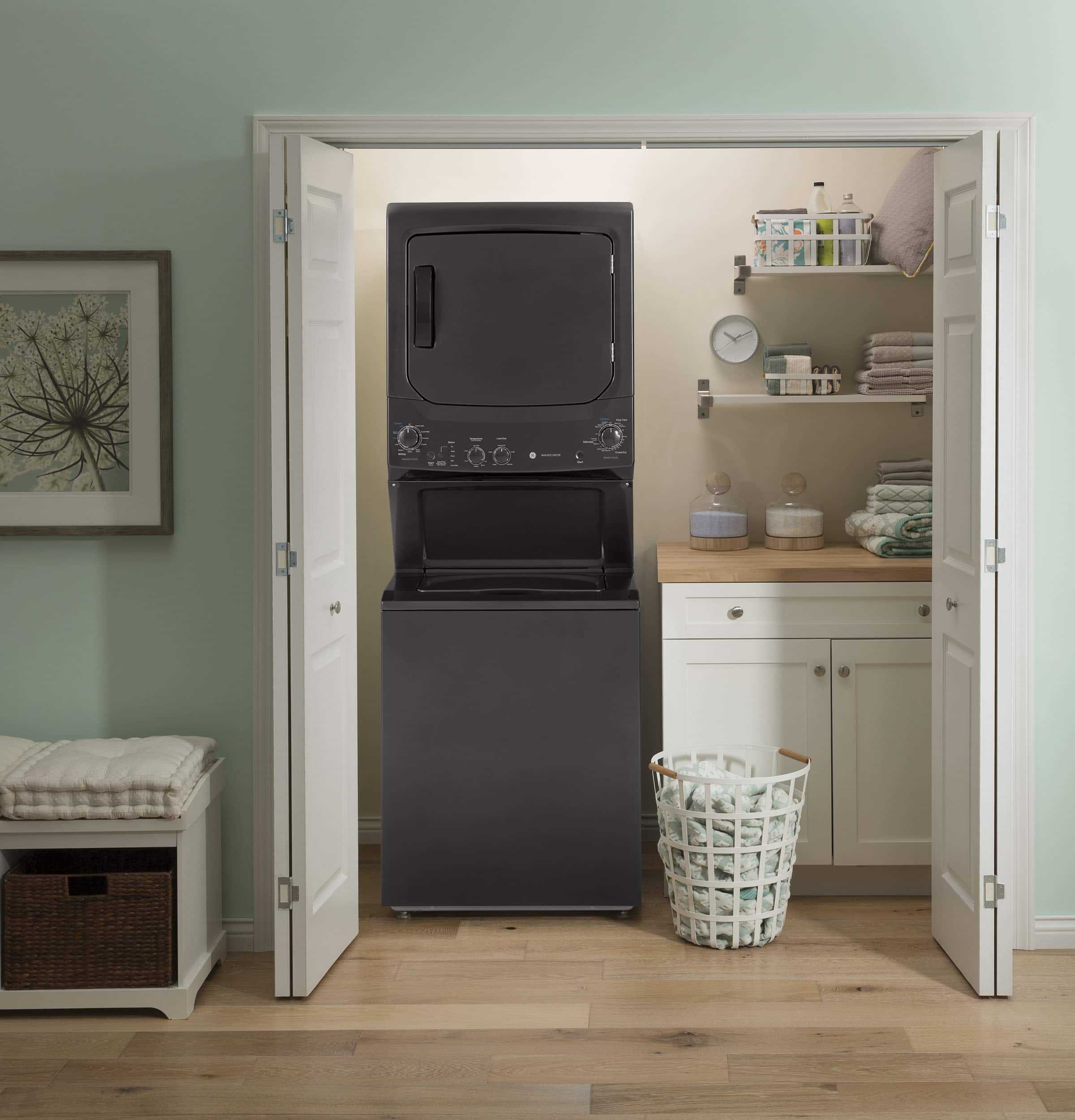 GE 3.8 Cu. Ft. Washer and 5.9 Cu. Ft. Electric Dryer Laundry Center, Diamond Gray thumbnail 7