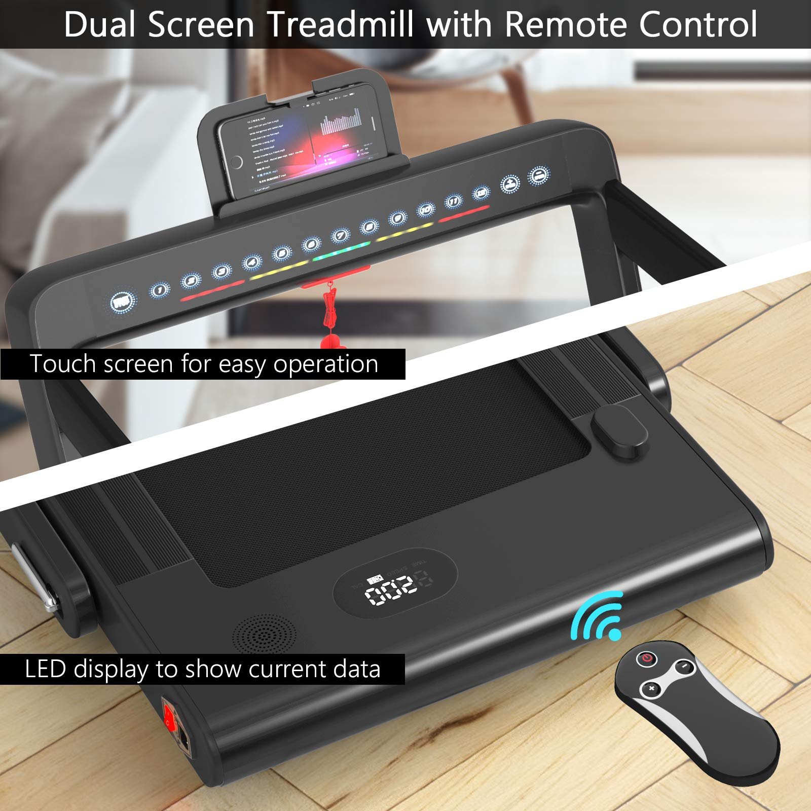 Goplus SuperFit 2-in-1 Folding Under-Desk Treadmill, 2.25 HP thumbnail 4