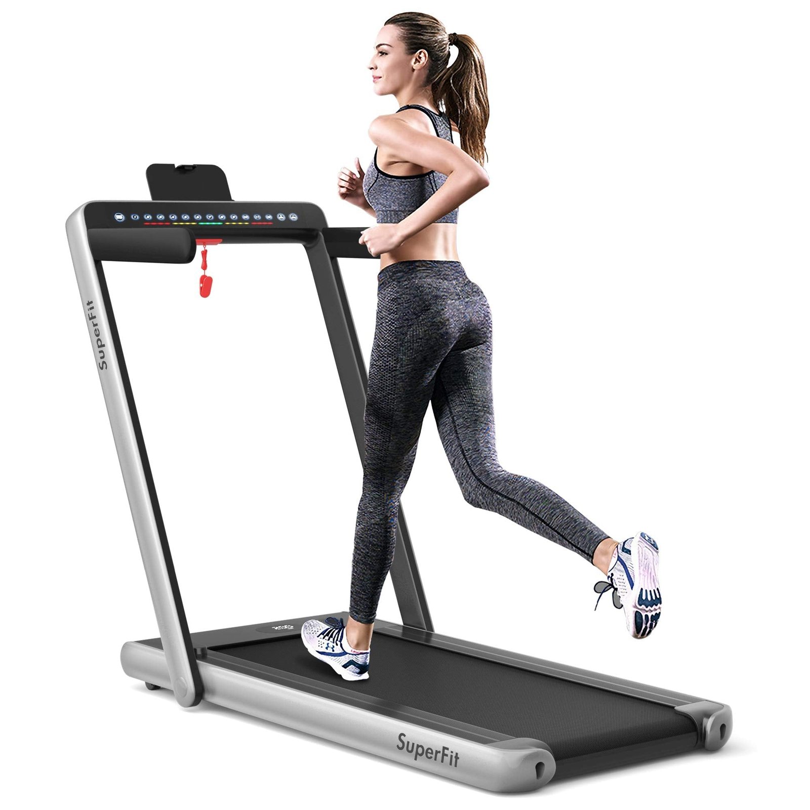 Goplus SuperFit 2-in-1 Folding Under-Desk Treadmill, 2.25 HP thumbnail 11