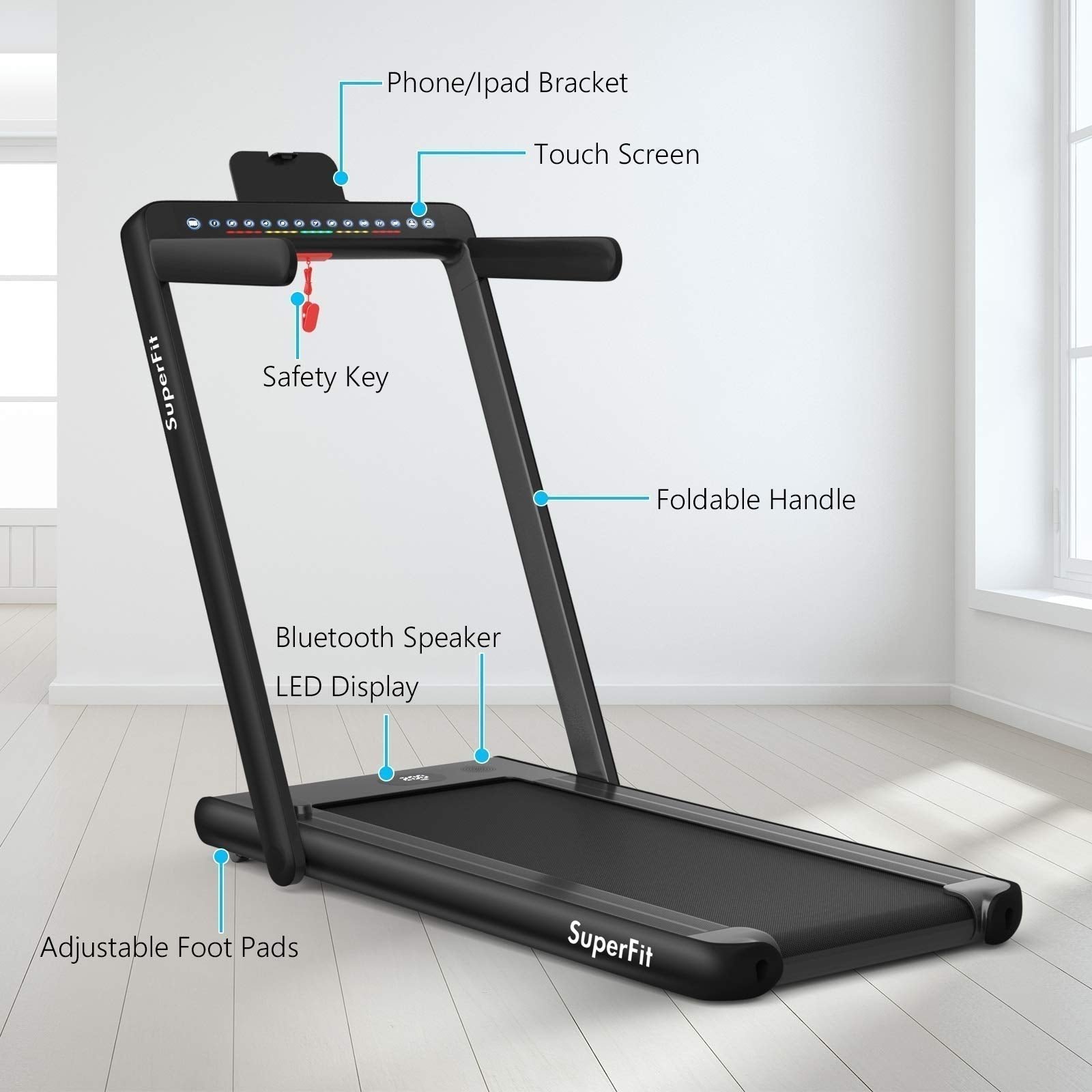 Goplus SuperFit 2-in-1 Folding Under-Desk Treadmill, 2.25 HP thumbnail 14