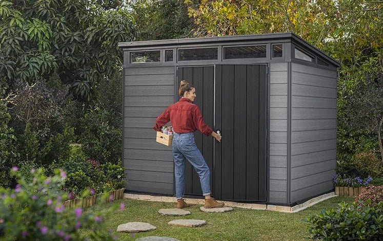 Keter Cortina 9 x 7 ft. Graphite Outdoor Storage Shed (250950) thumbnail 3
