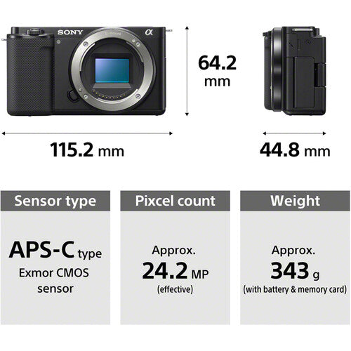 Sony ZV-E10 Mirrorless Camera with 16-50mm Lens, Black thumbnail 11