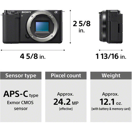 Sony ZV-E10 Mirrorless Camera with 16-50mm Lens, Black thumbnail 12