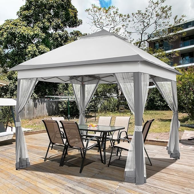 Yaheetech 11 x 11 ft. Pop-Up Gazebo with Mesh Sidewalls, 4 Sandbags and Double-Tier Roof (YTtp9t0002001) thumbnail 4