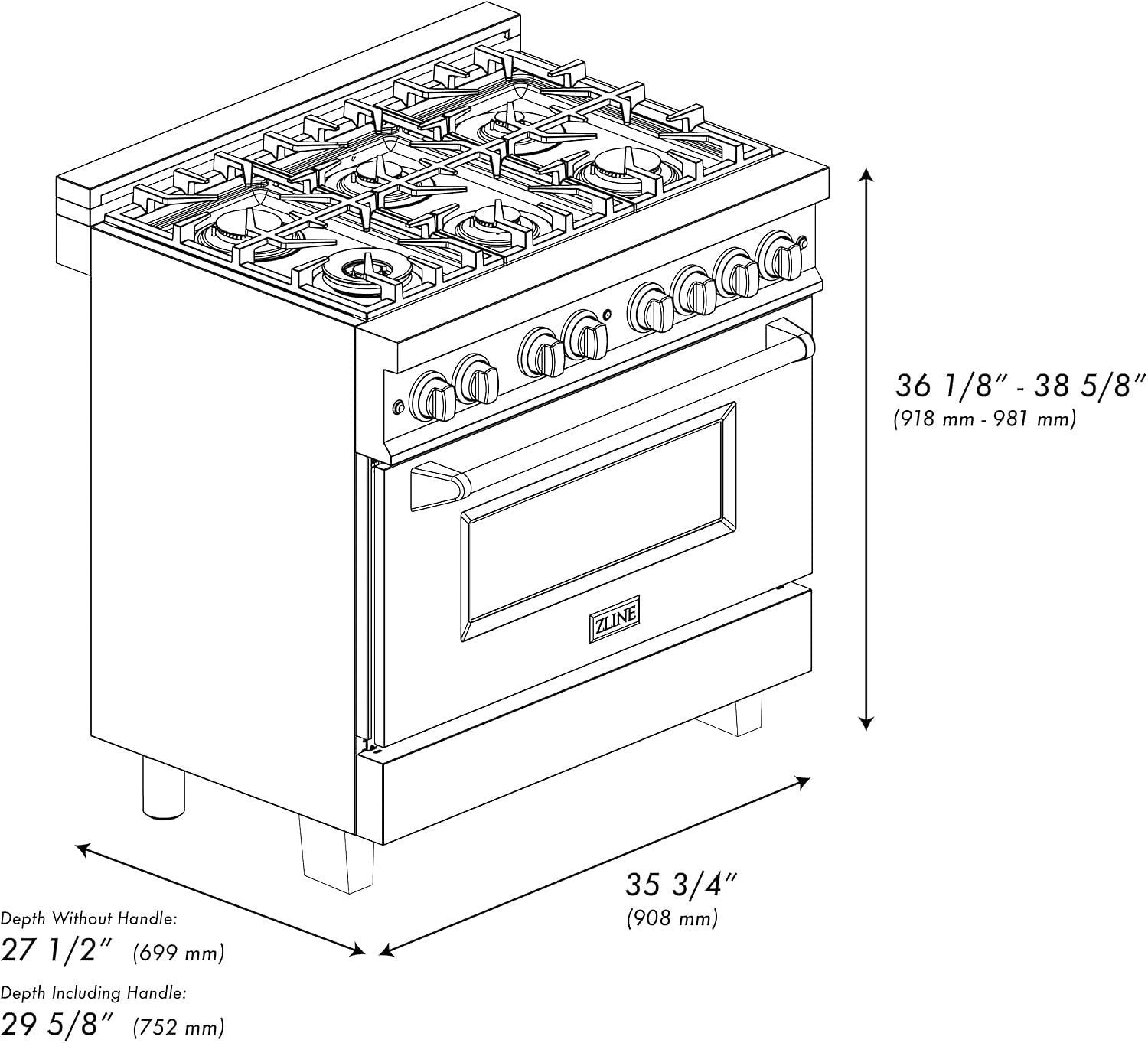 ZLINE Autograph Edition 36 in. Dual-Fuel Range with Gold Accents (RAZ-36-G) thumbnail 9