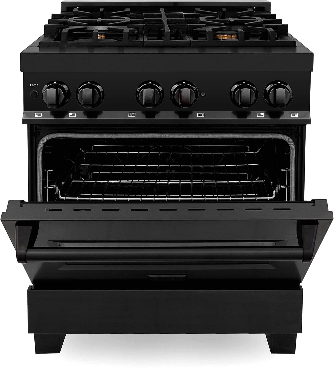 ZLINE Legacy 30 in. Dual-Fuel Range with Brass Burners, Black Stainless Steel (RAB-BR-30) thumbnail 6