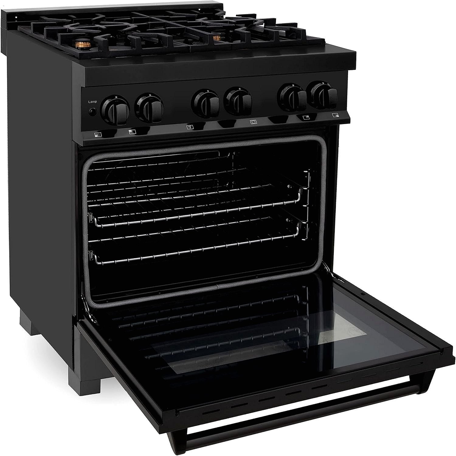 ZLINE Legacy 30 in. Dual-Fuel Range with Brass Burners, Black Stainless Steel (RAB-BR-30) thumbnail 3