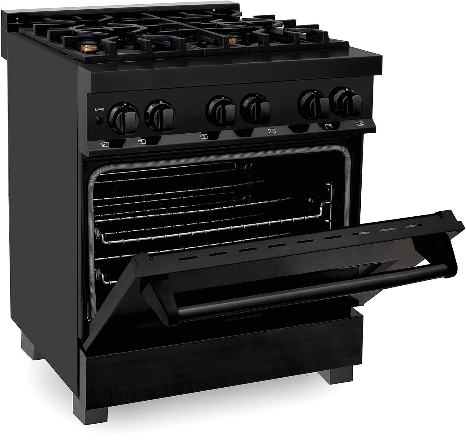ZLINE Legacy 30 in. Dual-Fuel Range with Brass Burners, Black Stainless Steel (RAB-BR-30) thumbnail 4