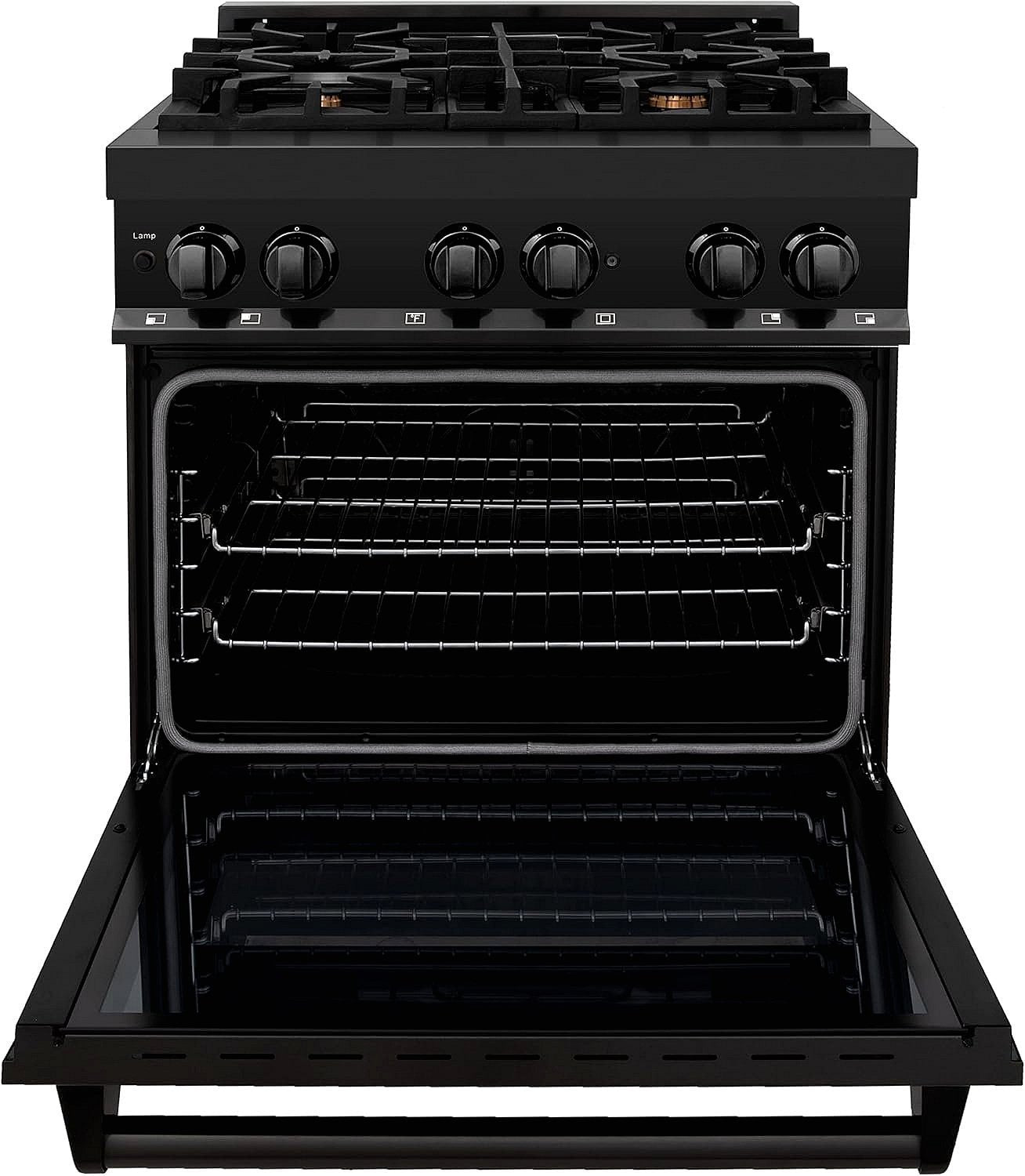 ZLINE Legacy 30 in. Dual-Fuel Range with Brass Burners, Black Stainless Steel (RAB-BR-30) thumbnail 5